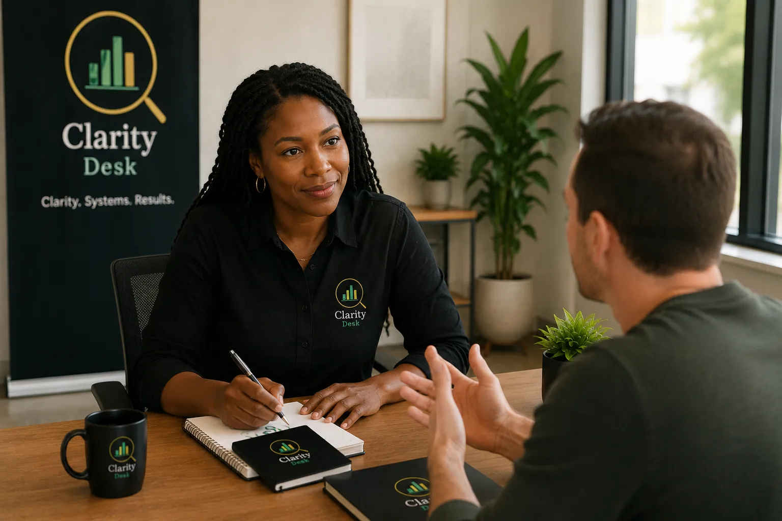 Clarity Desk team reviewing business systems